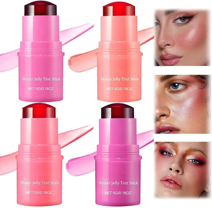 4 Colors Jelly Blush Tint Stick Pack of 2 | 4-in-1 Multi-Use for Lips, Cheeks, Eyes & Blush | Highly Pigmented Super Stay Tint Stick | Waterproof, Non-Transfer & Non-Sticky | Long-Lasting | Velvet Matte Finish | Perfect for Daily Makeup for Women & Girls.