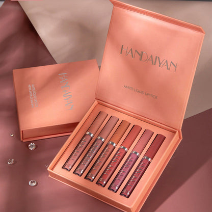 6-Piece Velvet Matte Liquid Lipstick Set with a waterproof, long-lasting, non-sticky formula in stunning nude shades. Quick-drying with up to 24-hour stay, ideal for daily use or as a makeup gift for women, Combo Pack (6 x 3ML each).