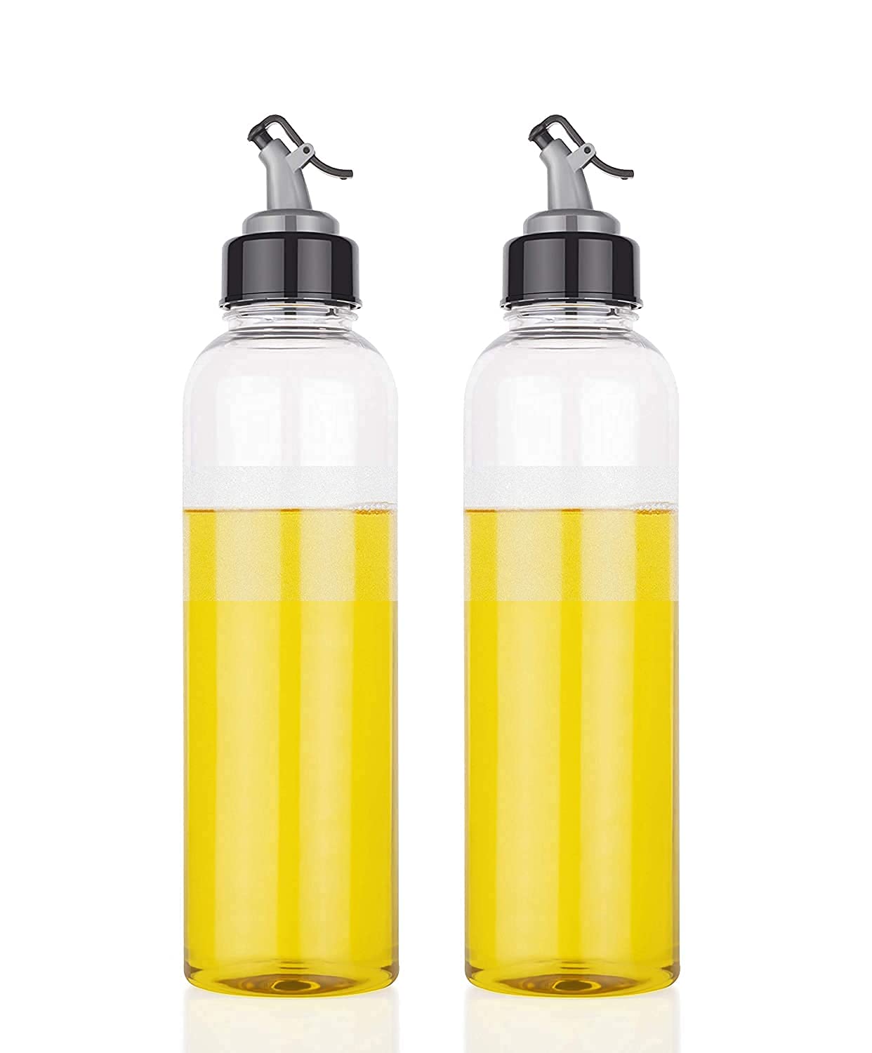 Plastic Oil Dispenser Set (Pack of 2) | 1L Each | Transparent, Leak-Proof, BPA-Free | Durable & Easy to Use | Perfect for Cooking Oil & Vinegar | Total Capacity: 2L