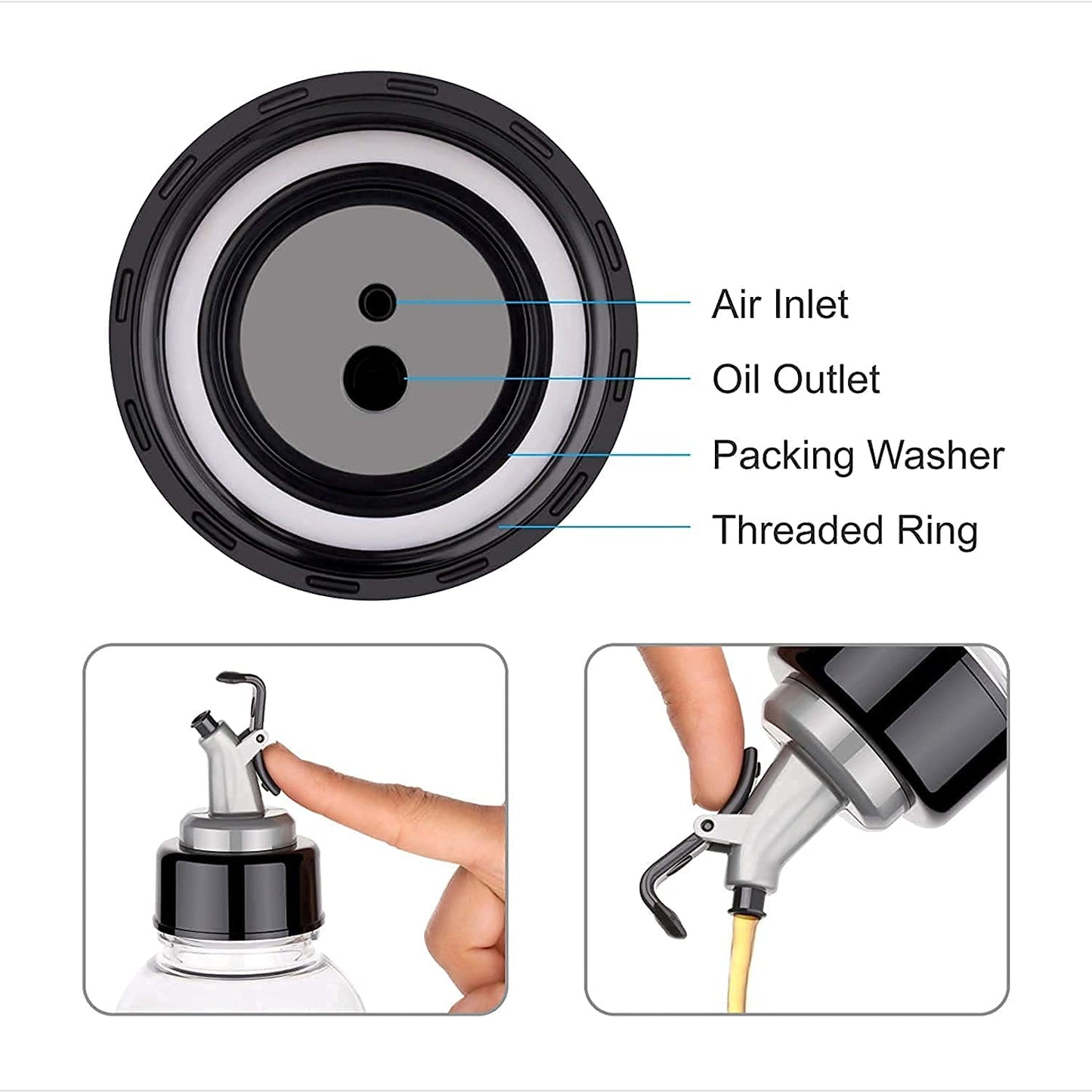 Plastic Oil Dispenser Set (Pack of 2) | 1L Each | Transparent, Leak-Proof, BPA-Free | Durable & Easy to Use | Perfect for Cooking Oil & Vinegar | Total Capacity: 2L
