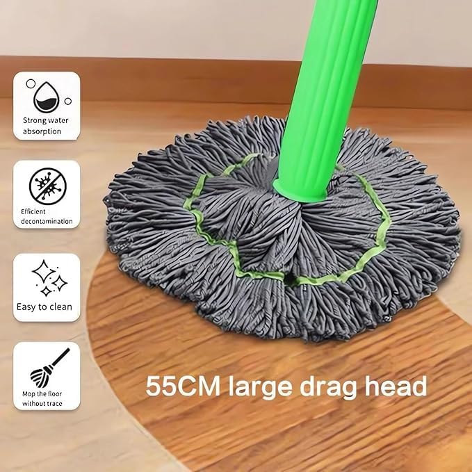 2-in-1 Self-Wringing Dehydrated Mop with 360° Rotating Head – Hands-Free Spin Mop for Effortless Home Cleaning. Ideal for Kitchen, Bathroom & All Household Floors including Tiles, Marble & Wood.