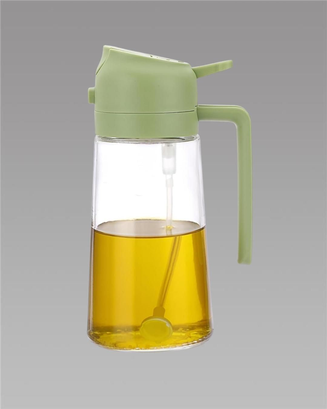 2-in-1 Glass Olive Oil Sprayer and Dispenser Bottle, 500ml Refillable Oil Spray Bottle for Cooking, Air Fryer, BBQ, Salad, Frying and Baking, Food-Grade, Leak-Proof Kitchen Oil Sprayer.