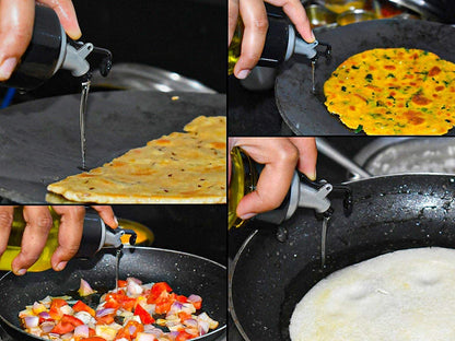 Plastic Oil Dispenser Set (Pack of 2) | 1L Each | Transparent, Leak-Proof, BPA-Free | Durable & Easy to Use | Perfect for Cooking Oil & Vinegar | Total Capacity: 2L