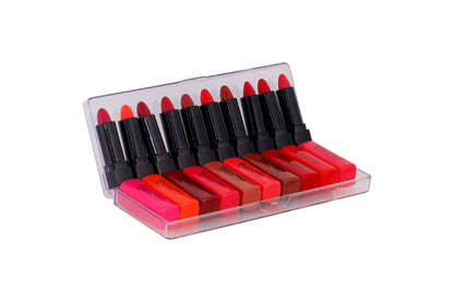 Lipstick Collection | Multicolor Set of 10 Vibrant Shades | Waterproof, Non-Transfer Matte | Highly Pigmented & Long-Lasting | Travel-Friendly Mini Lipsticks (2.4g Each) | Perfect Gift for Makeup Lovers