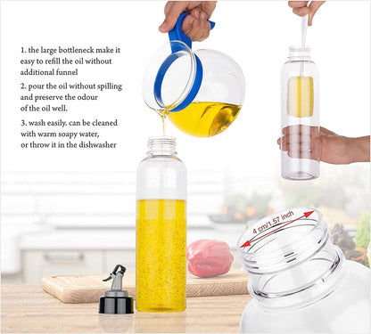 Plastic Oil Dispenser Set (Pack of 2) | 1L Each | Transparent, Leak-Proof, BPA-Free | Durable & Easy to Use | Perfect for Cooking Oil & Vinegar | Total Capacity: 2L