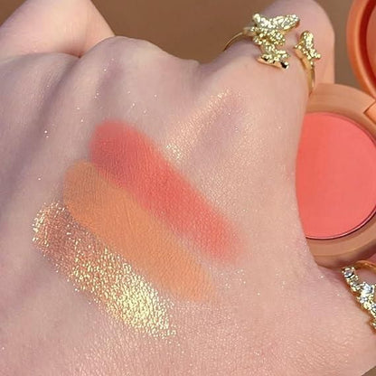 3-in-1 Blusher, Highlighter & Contour Sculpt Palette with Mirror for Women & Girls | Champagne Glow Highlighter with Peach & Rosy Pink Blush Shades | Mini Compact Travel Makeup Kit | Long-Lasting Highly Pigmented Palette for a Fresh, Natural Glowing Look.