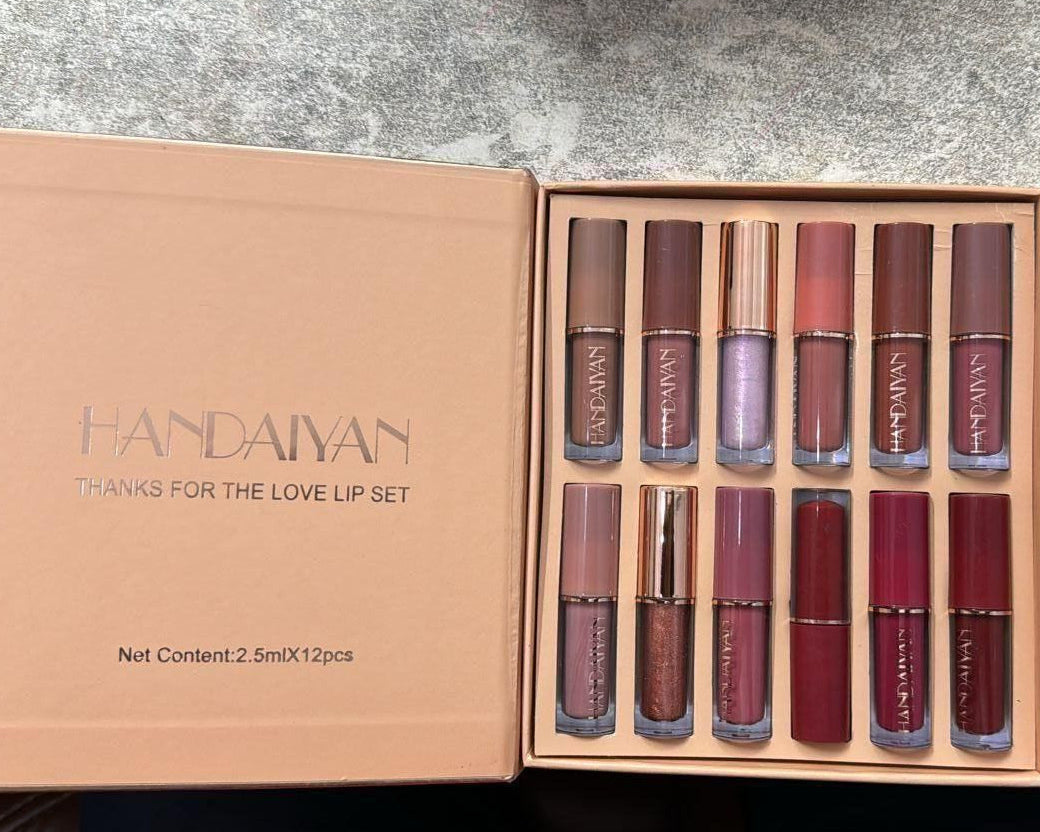 12-Piece Velvet Matte Liquid Lipstick Set with waterproof, long-lasting, non-sticky formula in stunning nude shades. Quick-drying with up to 24-hour stay, ideal for daily use or as a makeup gift for women. (2.5ML X 12)