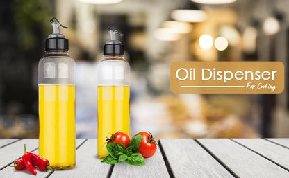 Plastic Oil Dispenser Set (Pack of 2) | 1L Each | Transparent, Leak-Proof, BPA-Free | Durable & Easy to Use | Perfect for Cooking Oil & Vinegar | Total Capacity: 2L