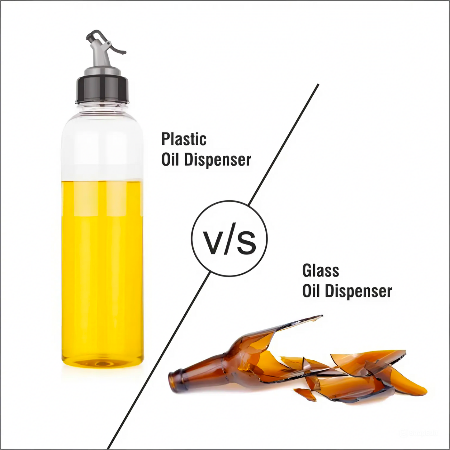 Plastic Oil Dispenser Set (Pack of 2) | 1L Each | Transparent, Leak-Proof, BPA-Free | Durable & Easy to Use | Perfect for Cooking Oil & Vinegar | Total Capacity: 2L