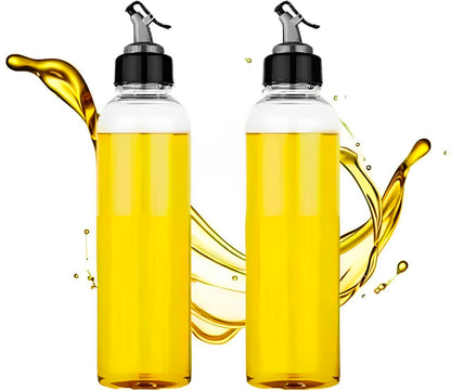 Plastic Oil Dispenser Set (Pack of 2) | 1L Each | Transparent, Leak-Proof, BPA-Free | Durable & Easy to Use | Perfect for Cooking Oil & Vinegar | Total Capacity: 2L