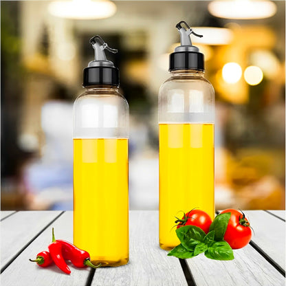 Plastic Oil Dispenser Set (Pack of 2) | 1L Each | Transparent, Leak-Proof, BPA-Free | Durable & Easy to Use | Perfect for Cooking Oil & Vinegar | Total Capacity: 2L