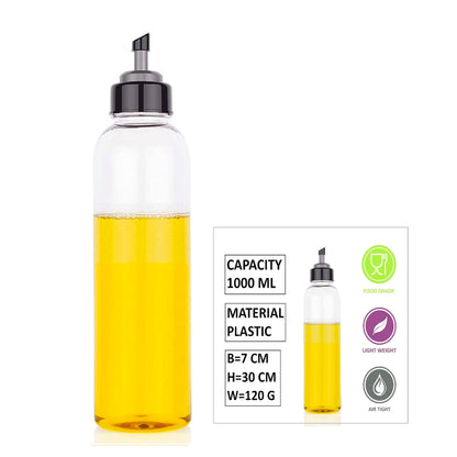 Plastic Oil Dispenser Set (Pack of 2) | 1L Each | Transparent, Leak-Proof, BPA-Free | Durable & Easy to Use | Perfect for Cooking Oil & Vinegar | Total Capacity: 2L