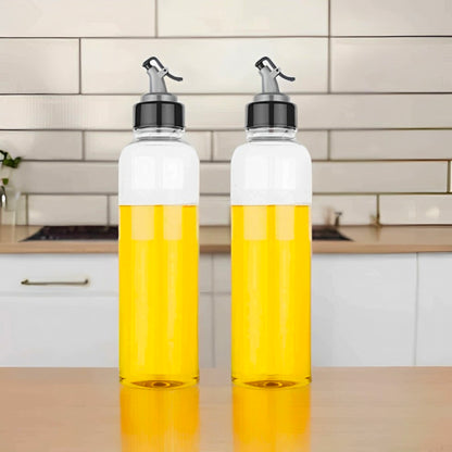 Plastic Oil Dispenser Set (Pack of 2) | 1L Each | Transparent, Leak-Proof, BPA-Free | Durable & Easy to Use | Perfect for Cooking Oil & Vinegar | Total Capacity: 2L