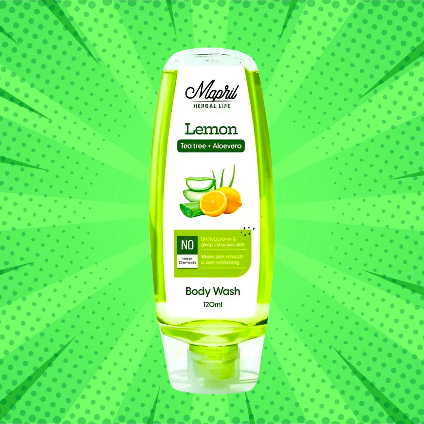 Mapril Premium Body Wash Combo for Women (120 ml Each, Pack of 3) – Enjoy fresh, clean, and glowing skin. Comes with a free loofah. Available in 3 variants: Aqua, Lemon, and Rose. Perfect for daily use!