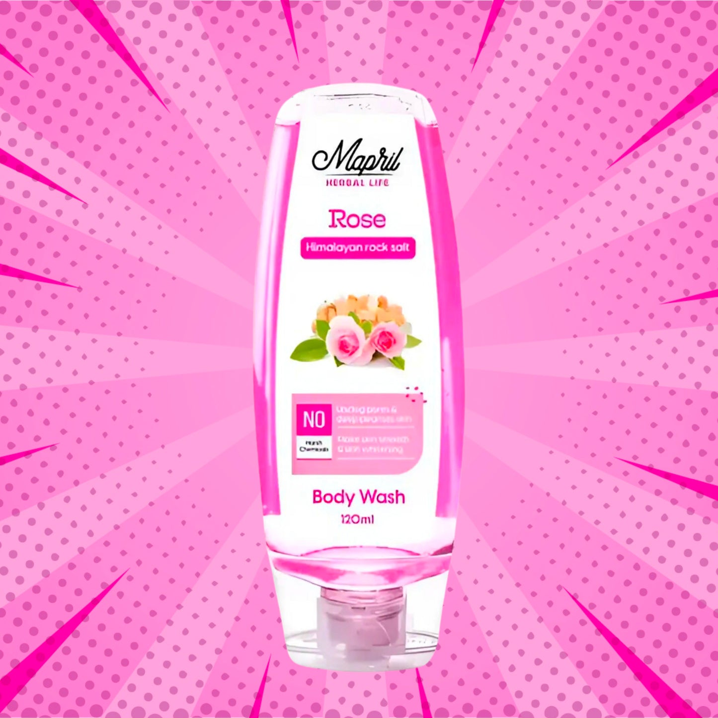 Mapril Premium Body Wash Combo for Women (120 ml Each, Pack of 3) – Enjoy fresh, clean, and glowing skin. Comes with a free loofah. Available in 3 variants: Aqua, Lemon, and Rose. Perfect for daily use!