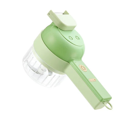 4 in 1 Wireless Electric Vegetable Cutter – Handheld Food Chopper, Garlic Crusher, Slicer and Peeler for Kitchen