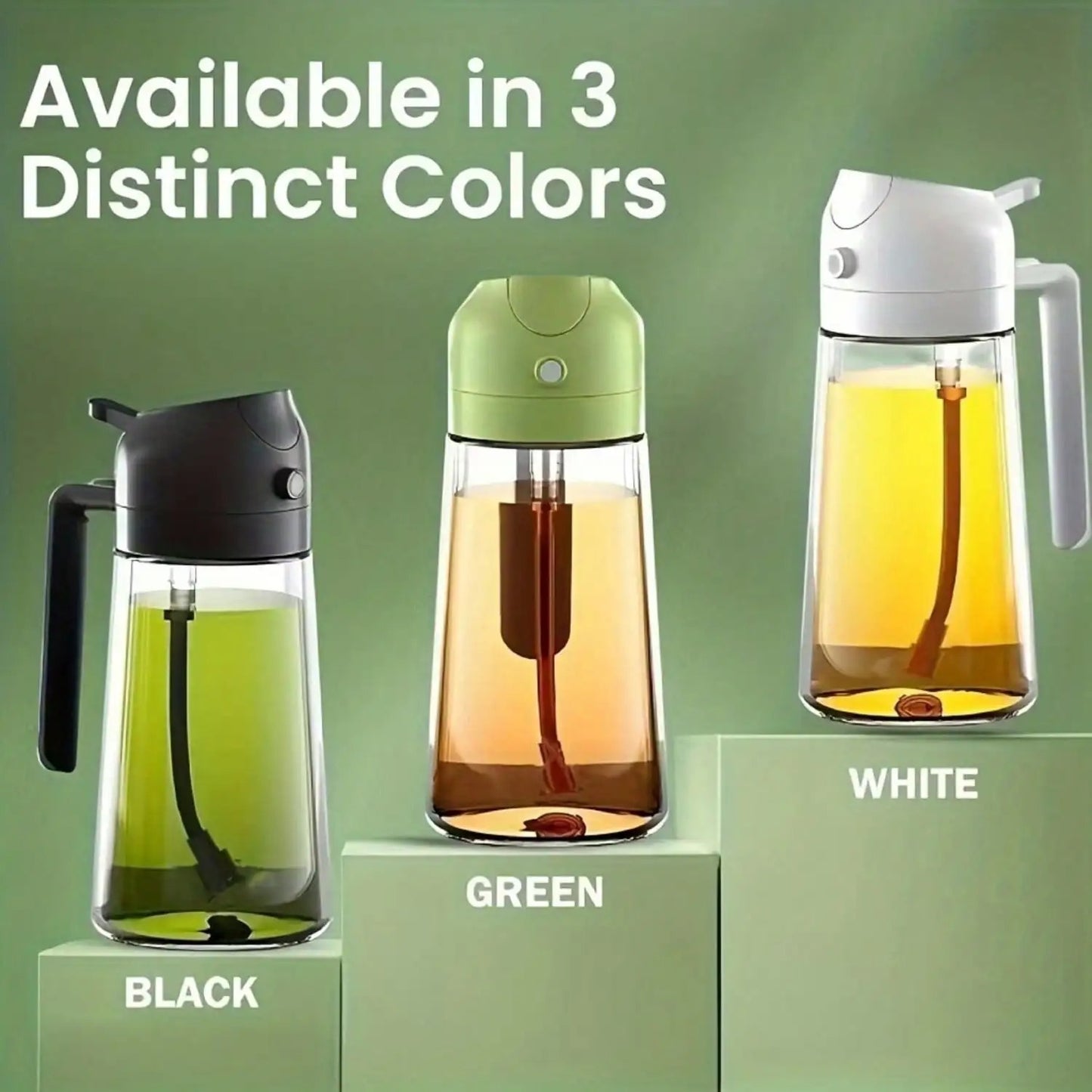 2-in-1 Glass Olive Oil Sprayer and Dispenser Bottle, 500ml Refillable Oil Spray Bottle for Cooking, Air Fryer, BBQ, Salad, Frying and Baking, Food-Grade, Leak-Proof Kitchen Oil Sprayer.