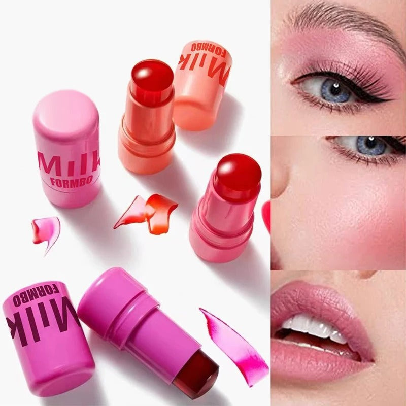 4 Colors Jelly Blush Tint Stick Pack of 2 | 4-in-1 Multi-Use for Lips, Cheeks, Eyes & Blush | Highly Pigmented Super Stay Tint Stick | Waterproof, Non-Transfer & Non-Sticky | Long-Lasting | Velvet Matte Finish | Perfect for Daily Makeup for Women & Girls.