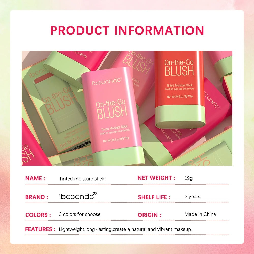 3-in-1 Blush Stick for Cheeks, Lips & Eyes | Imported Korean Cosmetic | Long-Lasting Waterproof Matte Cream Blusher | Lightweight & Blendable Makeup for Women & Girls