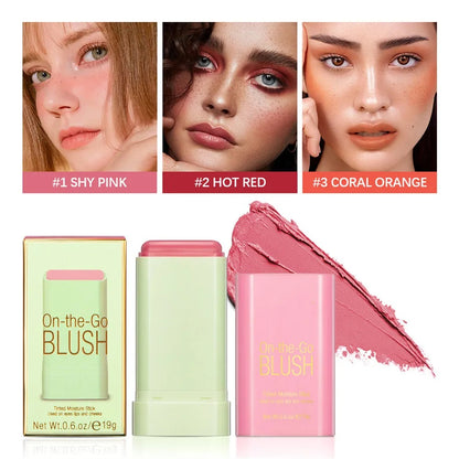 3-in-1 Blush Stick for Cheeks, Lips & Eyes | Imported Korean Cosmetic | Long-Lasting Waterproof Matte Cream Blusher | Lightweight & Blendable Makeup for Women & Girls