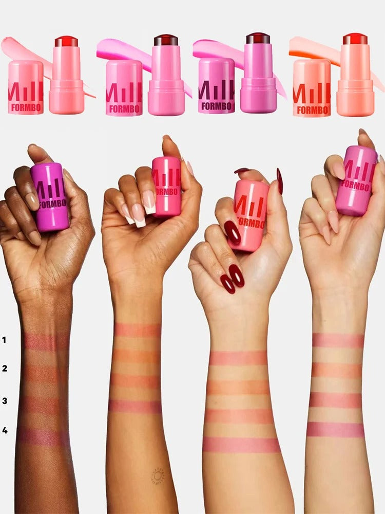 4 Colors Jelly Blush Tint Stick Pack of 2 | 4-in-1 Multi-Use for Lips, Cheeks, Eyes & Blush | Highly Pigmented Super Stay Tint Stick | Waterproof, Non-Transfer & Non-Sticky | Long-Lasting | Velvet Matte Finish | Perfect for Daily Makeup for Women & Girls.