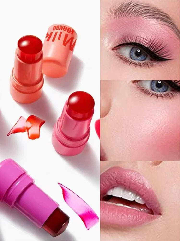 4 Colors Jelly Blush Tint Stick Pack of 2 | 4-in-1 Multi-Use for Lips, Cheeks, Eyes & Blush | Highly Pigmented Super Stay Tint Stick | Waterproof, Non-Transfer & Non-Sticky | Long-Lasting | Velvet Matte Finish | Perfect for Daily Makeup for Women & Girls.