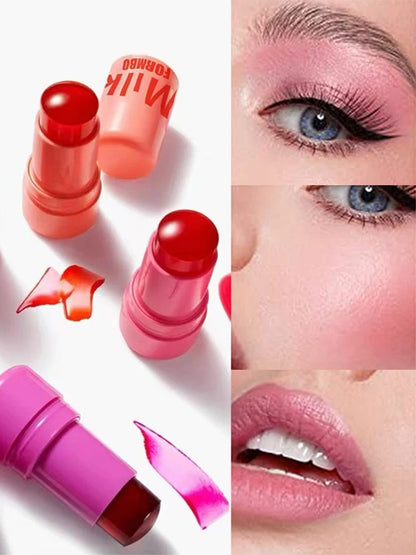 4 Colors Jelly Blush Tint Stick Pack of 2 | 4-in-1 Multi-Use for Lips, Cheeks, Eyes & Blush | Highly Pigmented Super Stay Tint Stick | Waterproof, Non-Transfer & Non-Sticky | Long-Lasting | Velvet Matte Finish | Perfect for Daily Makeup for Women & Girls.