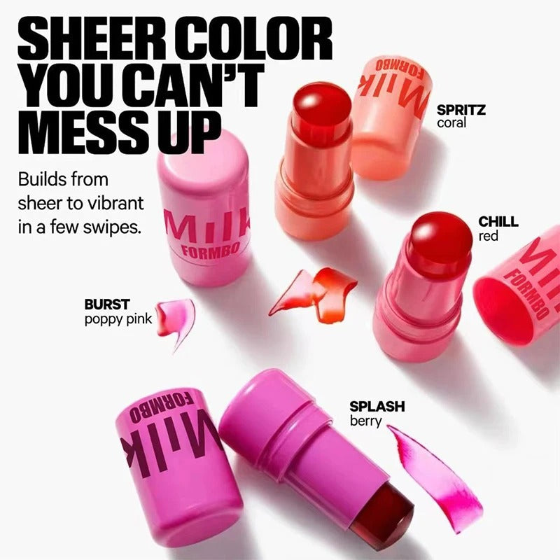 4 Colors Jelly Blush Tint Stick Pack of 2 | 4-in-1 Multi-Use for Lips, Cheeks, Eyes & Blush | Highly Pigmented Super Stay Tint Stick | Waterproof, Non-Transfer & Non-Sticky | Long-Lasting | Velvet Matte Finish | Perfect for Daily Makeup for Women & Girls.