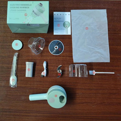 4 in 1 Wireless Electric Vegetable Cutter – Handheld Food Chopper, Garlic Crusher, Slicer and Peeler for Kitchen