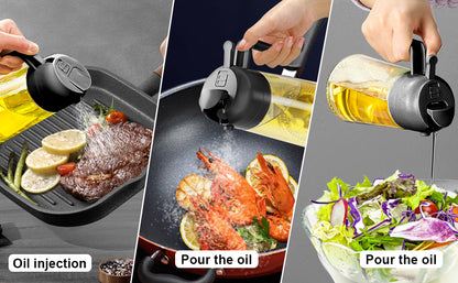 2-in-1 Glass Olive Oil Sprayer and Dispenser Bottle, 500ml Refillable Oil Spray Bottle for Cooking, Air Fryer, BBQ, Salad, Frying and Baking, Food-Grade, Leak-Proof Kitchen Oil Sprayer.