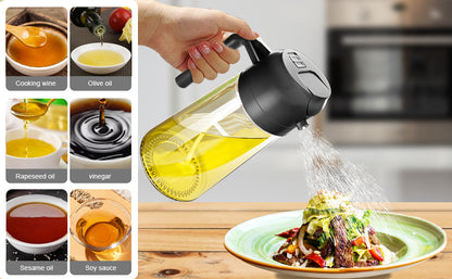 2-in-1 Glass Olive Oil Sprayer and Dispenser Bottle, 500ml Refillable Oil Spray Bottle for Cooking, Air Fryer, BBQ, Salad, Frying and Baking, Food-Grade, Leak-Proof Kitchen Oil Sprayer.