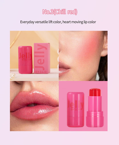 4 Colors Jelly Blush Tint Stick Pack of 2 | 4-in-1 Multi-Use for Lips, Cheeks, Eyes & Blush | Highly Pigmented Super Stay Tint Stick | Waterproof, Non-Transfer & Non-Sticky | Long-Lasting | Velvet Matte Finish | Perfect for Daily Makeup for Women & Girls.