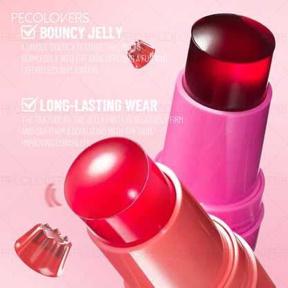 4 Colors Jelly Blush Tint Stick Pack of 2 | 4-in-1 Multi-Use for Lips, Cheeks, Eyes & Blush | Highly Pigmented Super Stay Tint Stick | Waterproof, Non-Transfer & Non-Sticky | Long-Lasting | Velvet Matte Finish | Perfect for Daily Makeup for Women & Girls.