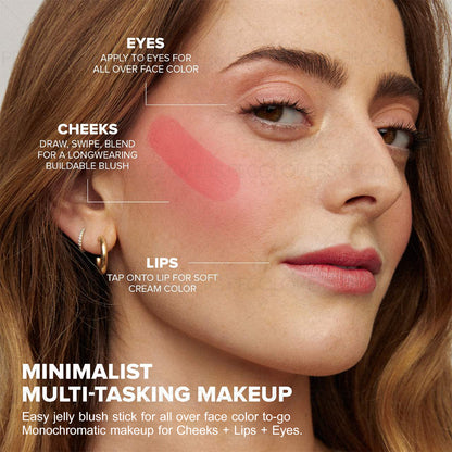 4 Colors Jelly Blush Tint Stick Pack of 2 | 4-in-1 Multi-Use for Lips, Cheeks, Eyes & Blush | Highly Pigmented Super Stay Tint Stick | Waterproof, Non-Transfer & Non-Sticky | Long-Lasting | Velvet Matte Finish | Perfect for Daily Makeup for Women & Girls.
