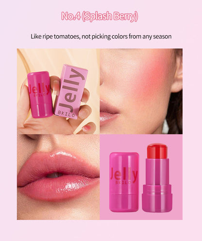 4 Colors Jelly Blush Tint Stick Pack of 2 | 4-in-1 Multi-Use for Lips, Cheeks, Eyes & Blush | Highly Pigmented Super Stay Tint Stick | Waterproof, Non-Transfer & Non-Sticky | Long-Lasting | Velvet Matte Finish | Perfect for Daily Makeup for Women & Girls.