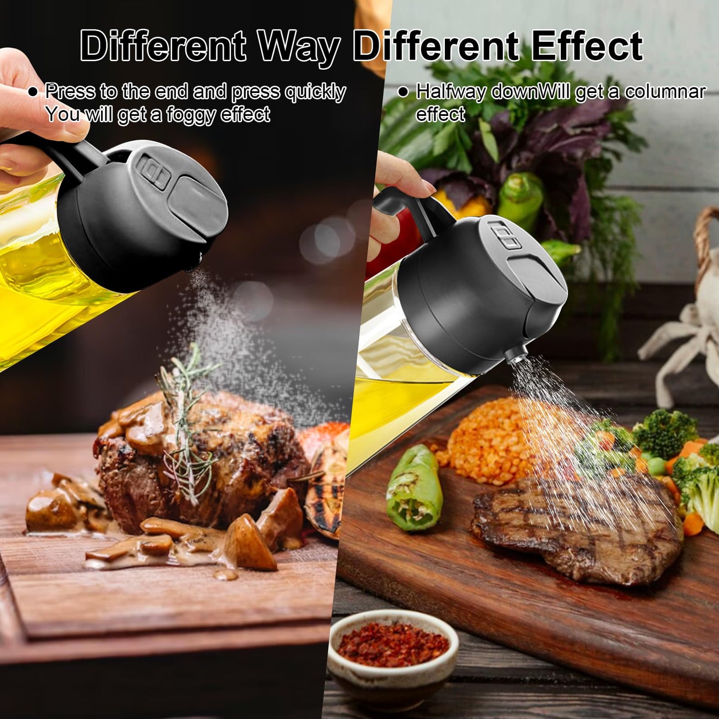 2-in-1 Glass Olive Oil Sprayer and Dispenser Bottle, 500ml Refillable Oil Spray Bottle for Cooking, Air Fryer, BBQ, Salad, Frying and Baking, Food-Grade, Leak-Proof Kitchen Oil Sprayer.