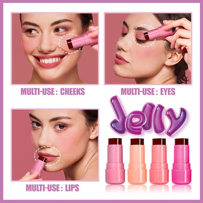 4 Colors Jelly Blush Tint Stick Pack of 2 | 4-in-1 Multi-Use for Lips, Cheeks, Eyes & Blush | Highly Pigmented Super Stay Tint Stick | Waterproof, Non-Transfer & Non-Sticky | Long-Lasting | Velvet Matte Finish | Perfect for Daily Makeup for Women & Girls.