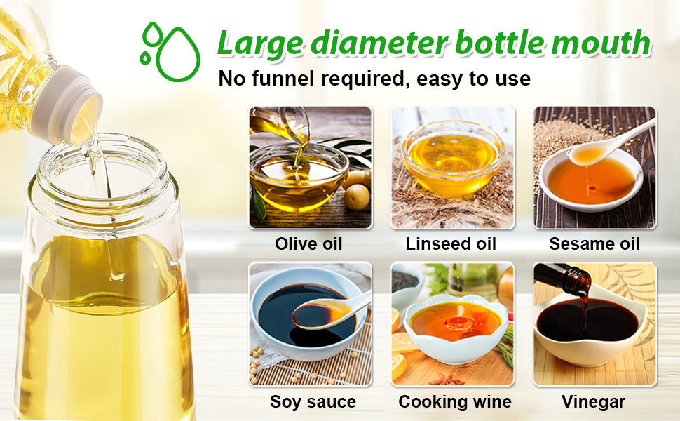 2-in-1 Glass Olive Oil Sprayer and Dispenser Bottle, 500ml Refillable Oil Spray Bottle for Cooking, Air Fryer, BBQ, Salad, Frying and Baking, Food-Grade, Leak-Proof Kitchen Oil Sprayer.
