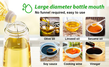 2-in-1 Glass Olive Oil Sprayer and Dispenser Bottle, 500ml Refillable Oil Spray Bottle for Cooking, Air Fryer, BBQ, Salad, Frying and Baking, Food-Grade, Leak-Proof Kitchen Oil Sprayer.