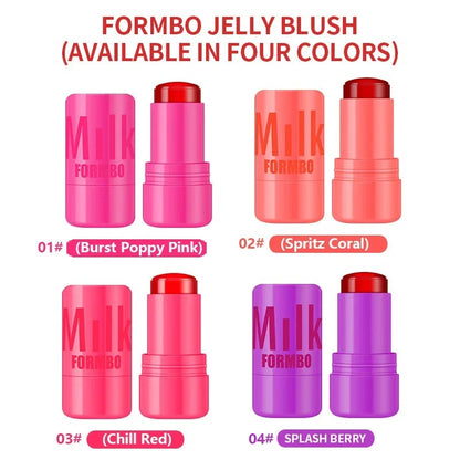 4 Colors Jelly Blush Tint Stick Pack of 2 | 4-in-1 Multi-Use for Lips, Cheeks, Eyes & Blush | Highly Pigmented Super Stay Tint Stick | Waterproof, Non-Transfer & Non-Sticky | Long-Lasting | Velvet Matte Finish | Perfect for Daily Makeup for Women & Girls.
