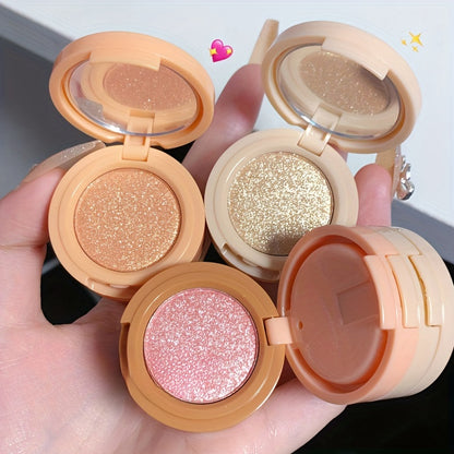 3-in-1 Blusher, Highlighter & Contour Sculpt Palette with Mirror for Women & Girls | Champagne Glow Highlighter with Peach & Rosy Pink Blush Shades | Mini Compact Travel Makeup Kit | Long-Lasting Highly Pigmented Palette for a Fresh, Natural Glowing Look.