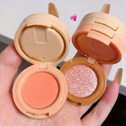 3-in-1 Blusher, Highlighter & Contour Sculpt Palette with Mirror for Women & Girls | Champagne Glow Highlighter with Peach & Rosy Pink Blush Shades | Mini Compact Travel Makeup Kit | Long-Lasting Highly Pigmented Palette for a Fresh, Natural Glowing Look.