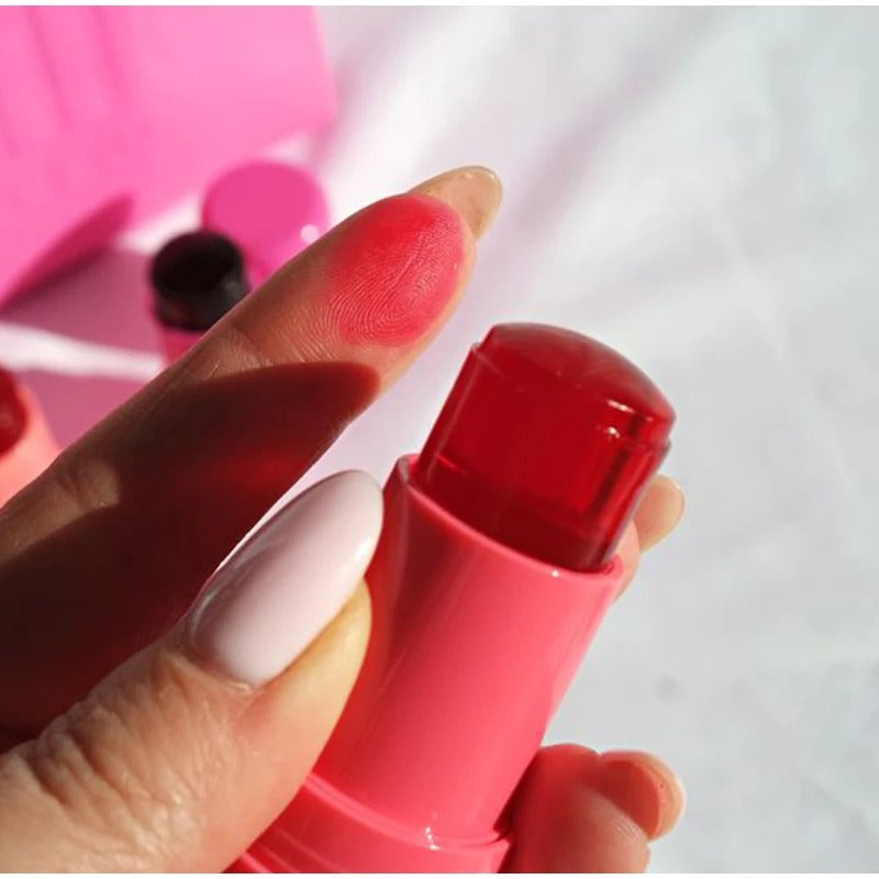 4 Colors Jelly Blush Tint Stick Pack of 2 | 4-in-1 Multi-Use for Lips, Cheeks, Eyes & Blush | Highly Pigmented Super Stay Tint Stick | Waterproof, Non-Transfer & Non-Sticky | Long-Lasting | Velvet Matte Finish | Perfect for Daily Makeup for Women & Girls.