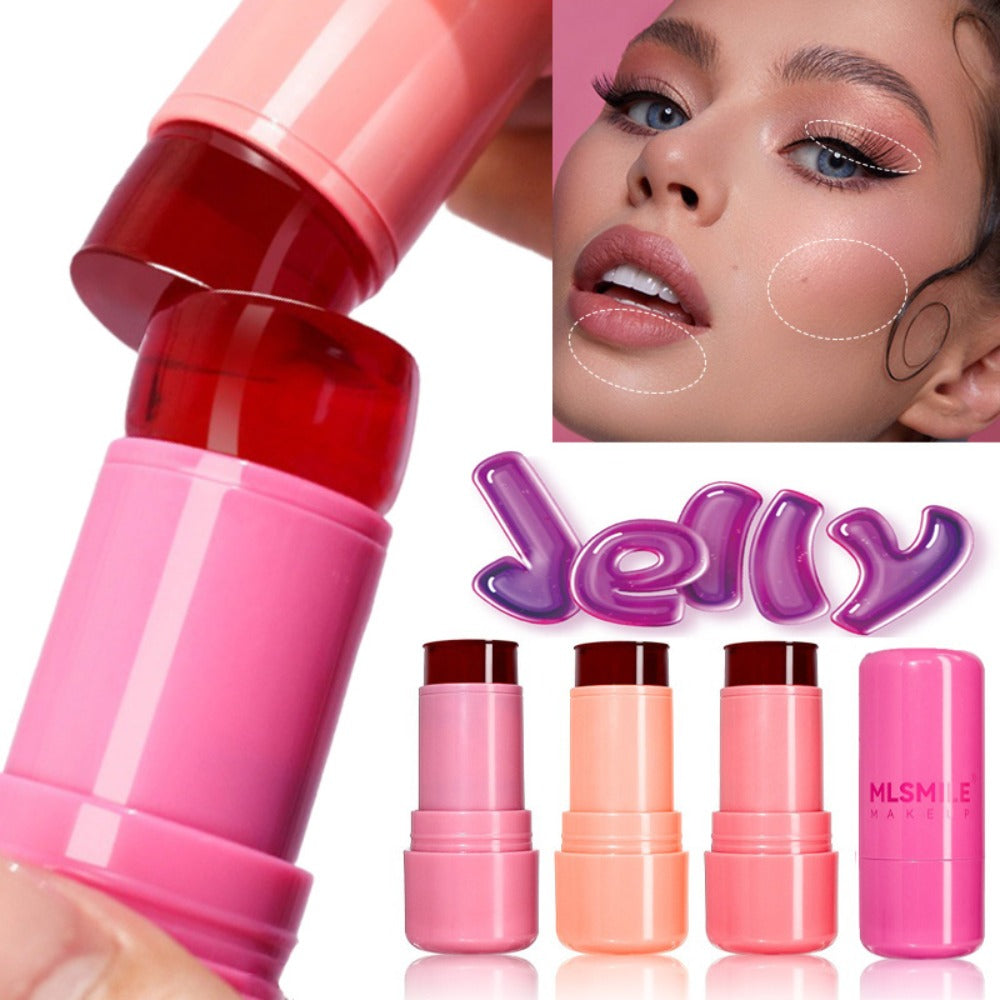 4 Colors Jelly Blush Tint Stick Pack of 2 | 4-in-1 Multi-Use for Lips, Cheeks, Eyes & Blush | Highly Pigmented Super Stay Tint Stick | Waterproof, Non-Transfer & Non-Sticky | Long-Lasting | Velvet Matte Finish | Perfect for Daily Makeup for Women & Girls.