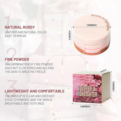 3-in-1 Blusher, Highlighter & Contour Sculpt Palette with Mirror for Women & Girls | Champagne Glow Highlighter with Peach & Rosy Pink Blush Shades | Mini Compact Travel Makeup Kit | Long-Lasting Highly Pigmented Palette for a Fresh, Natural Glowing Look.