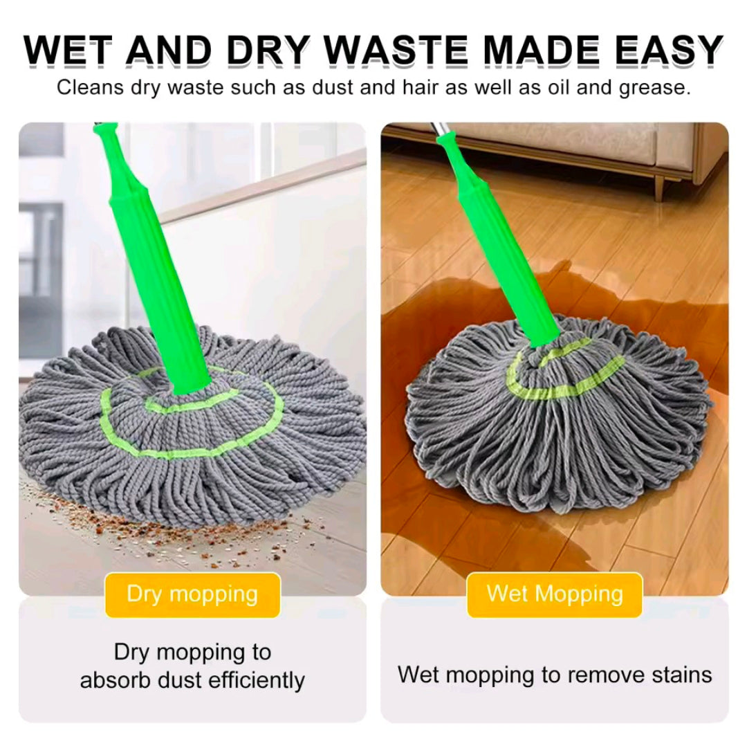 2-in-1 Self-Wringing Dehydrated Mop with 360° Rotating Head – Hands-Free Spin Mop for Effortless Home Cleaning. Ideal for Kitchen, Bathroom & All Household Floors including Tiles, Marble & Wood.