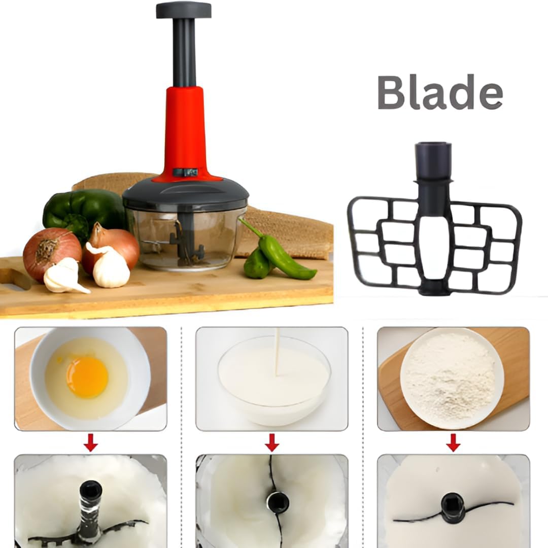 Push Chopper for Vegetables & Fruits | Manual Onion Cutter | Multipurpose Food Dicer Mincer for Veggies Garlic Tomato Potato Ginger Fruits Nuts Herbs etc. | BPA-Free Safe Container (1 pc)