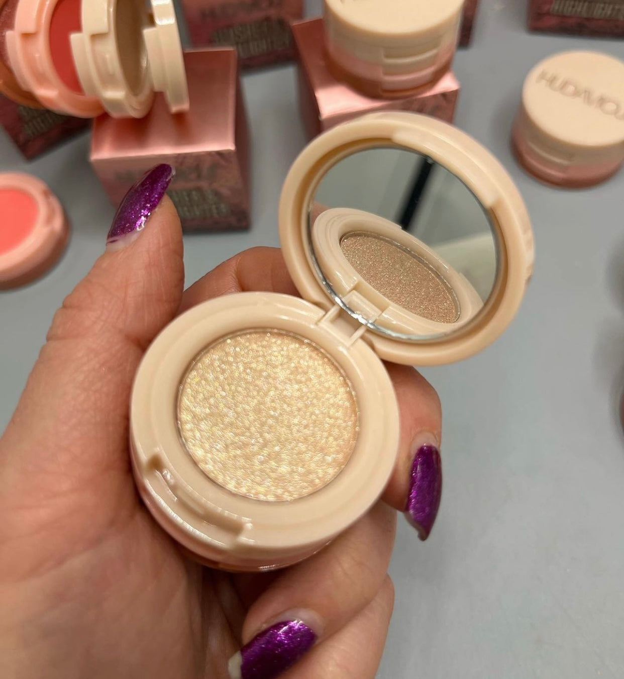3-in-1 Blusher, Highlighter & Contour Sculpt Palette with Mirror for Women & Girls | Champagne Glow Highlighter with Peach & Rosy Pink Blush Shades | Mini Compact Travel Makeup Kit | Long-Lasting Highly Pigmented Palette for a Fresh, Natural Glowing Look.