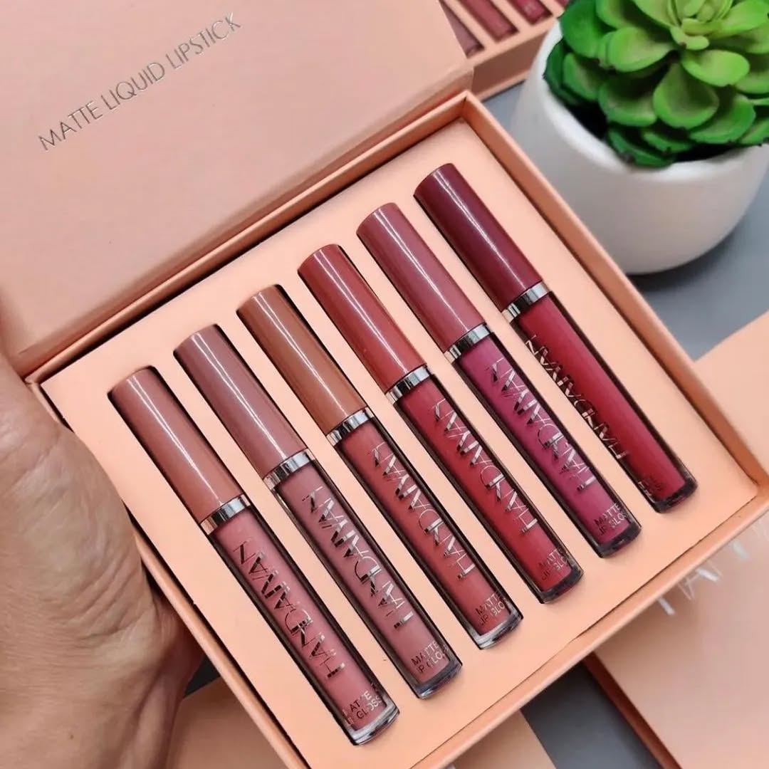 6-Piece Velvet Matte Liquid Lipstick Set with a waterproof, long-lasting, non-sticky formula in stunning nude shades. Quick-drying with up to 24-hour stay, ideal for daily use or as a makeup gift for women, Combo Pack (6 x 3ML each).