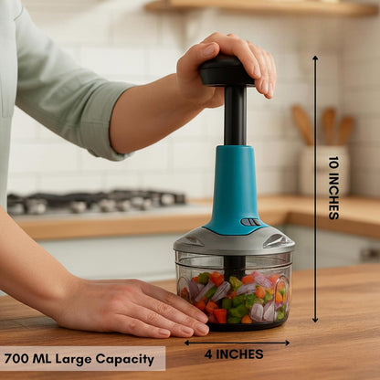Push Chopper for Vegetables & Fruits | Manual Onion Cutter | Multipurpose Food Dicer Mincer for Veggies Garlic Tomato Potato Ginger Fruits Nuts Herbs etc. | BPA-Free Safe Container (1 pc)